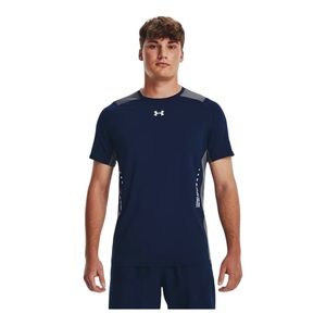 Under Armour Heatgear Mens 3XL  Navy Blue White Short‎ Sleeve Athletic Shirt